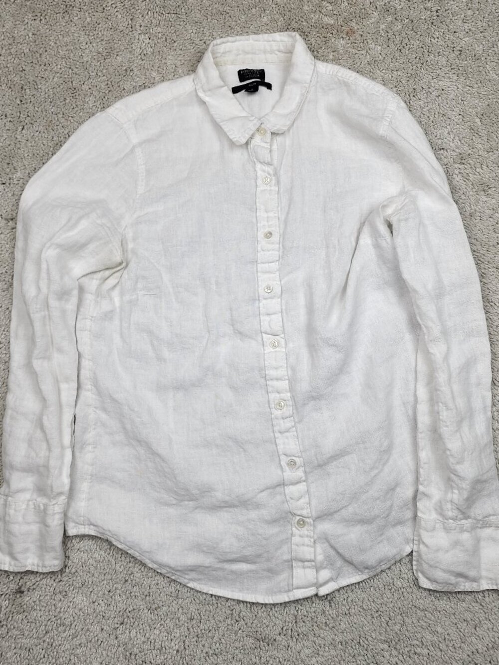 JCrew X Baird McNutt Irish Linen Shirt Womens Size 8 White Classic Fit VTG Y2K